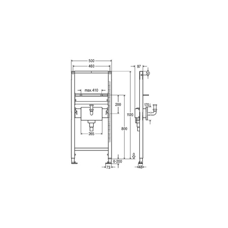 Stelaż podtynkowy do umywalki VIEGA 8535.33, 1120 x 500 x 97 mm, bateria: stojąca, wbudowany syfon