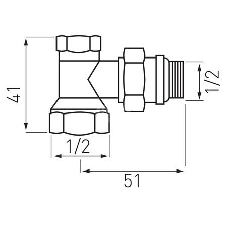 Zawór grzejnikowy odcinający kątowy 1/2" x 1/2"