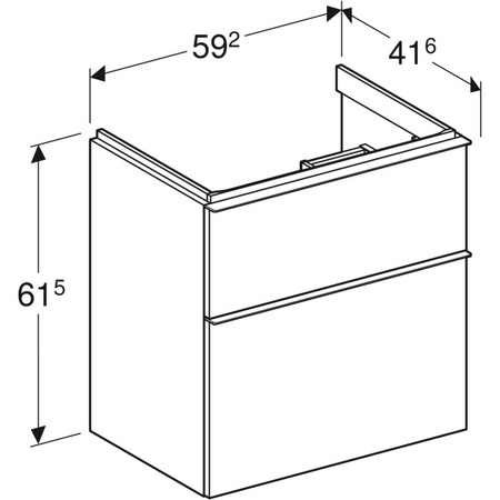 Szafka pod umywalkę iCon, z dwoma szufladami, krótka 59,2 cm x 61,5 cm x 41,6 cm orzech hickory / melaminowa struktura drewna, lava / matowy