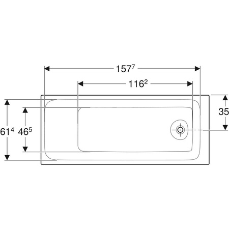 Wanna prostokątna Tawa 170x70, slim, z nogami montażowymi