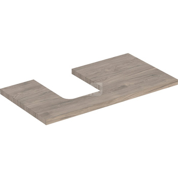 Geberit ONE Blat pod umywalkę, wycięcie z lewej strony, do umywalki stawianej na blat w kształcie misy, B90cm, H3cm, T47cm, orzech włoski hickory