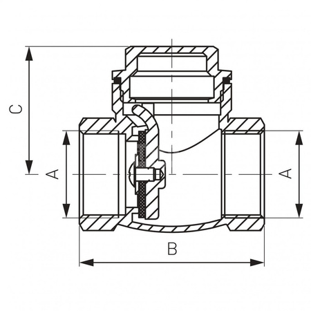 Zawór zwrotny FERRO z klapą - 1/2'', GW, PN 16, 100'C