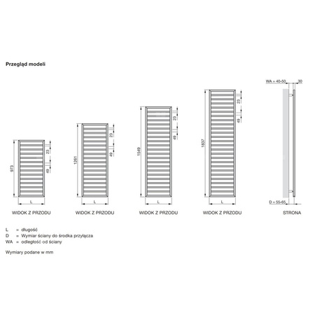 Grzejnik drabinkowy ZEHNDER Subway, wym. 1291 x 450 mm, kolor inox, moc 300W