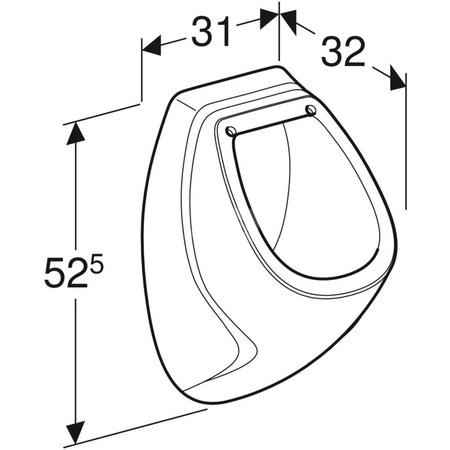 Pisuar z pokrywą Geberit Corso, dopływ z tyłu, odpływ do tyłu