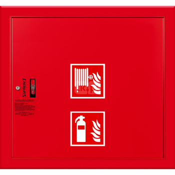 Hydrant DN52 wnękowy ze zwijadłem, z miejscem na gaśnicę solo, wąż 15m, zamek patent, RAL 3000