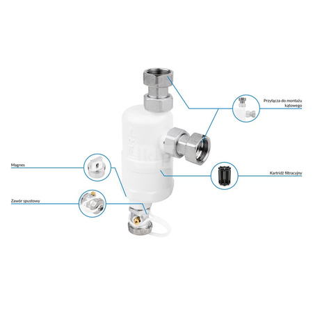 Separator AFRISO FAR 401, do C.O., 10 bar / 110'C, 3/4'' (GW), z wkładem magnesowymInstalacje i źródła ciepła
