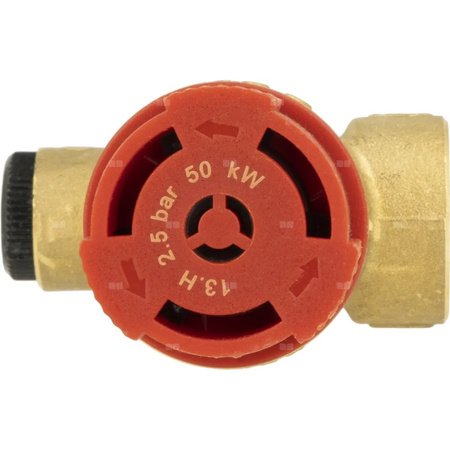Zawór przelewowy AFRISO MS z wyjściem na manometr mosiądz 2,5 bar GZ x GW 1/2'' x 3/4''