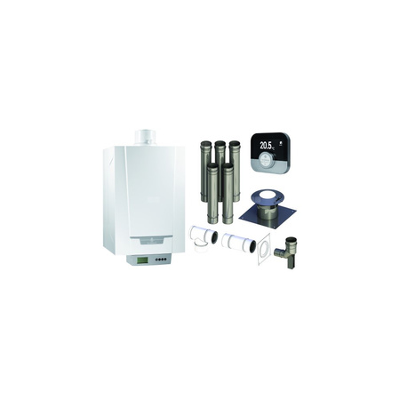 Pakiet - Kocioł gazowy jednofunkcyjny DE DIETRICH MCR3 Evo 24T kondensacyjny wiszący 6,1-24,8 kW+ Zestaw powietrzno-spalinowy + Regulator SMART TC