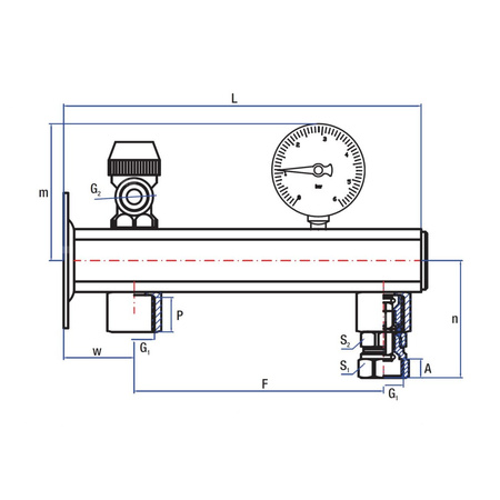 Grupa bezpieczeństwa RUMET c.w.u. G 3/4 x G 1/2 mosiądz