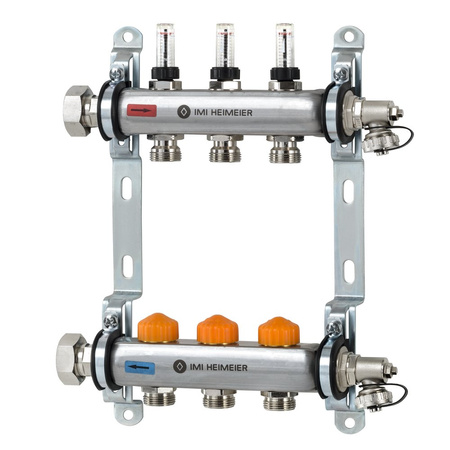 Rozdzielacz ogrzewania podłogowego Dynacon z automatyczną regulacją przepływu 3 obwody
