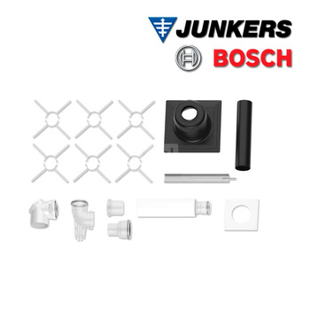 Zestaw podstawowy C93x (2548),  poziomy zestaw powietrzno-spalinowy fi80/125 do szachtu, do podłączenia od góry kotła,  przewody spalinowe w szachcie fi110, tworzywo polimerowe PP /stal (zakończenie w kolorze czarnym)