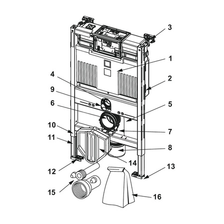 Stelaż podtynkowy do WC TECE profil, 820 x 500 x 150 mm, regulowana wysokość, ze spłuczką