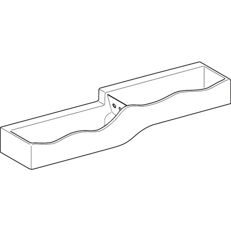 Umywalka GEBERIT Bambini podwójna 4-stanowiskowa prostokątna (rynna, bez elementów dekoracyjnych), biała, 1800mm, bez otworu na baterię, bez odpływu przelewowego, półka od ściany