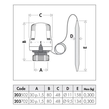 Głowica termostatyczna z czujnikiem przylgowym 40÷90 st. C