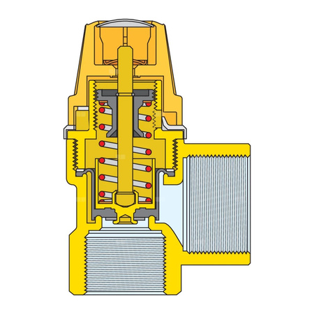Zawór przelewowy CALEFFI dla instalacji solarnych mosiądz (chromowany) 3 bar gw x gw 1/2'' x 3/4''