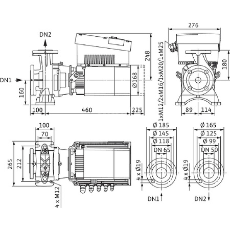 Pompa obiegowa blokowa Wilo-Stratos GIGA B 50/1-8/0,6 o najwyższej sprawności z silnikiem EC i elektronicznie regulowanym dopasowaniem wydajności, o konstrukcji dławnicowej. Jednostopniowa, niskociśnieniowa pompa wirowa z przyłączem kołnierzowym i uszczel