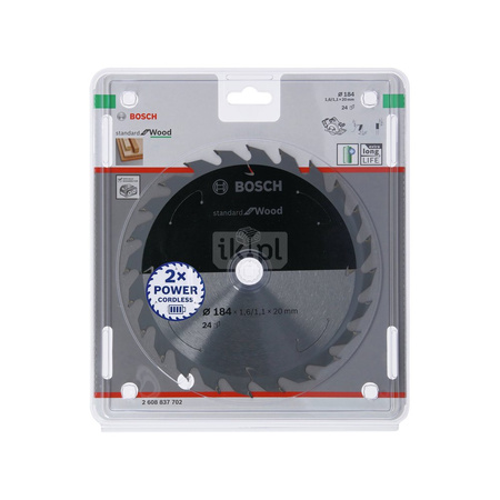 Ostrze do piły tarczowej bezprzewodowej Standard for Wood 190 x 1,6 / 1,1 x 20 T24