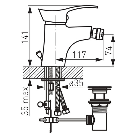 Bateria bidetowa stojąca FERRO PADWA, kolor chrom