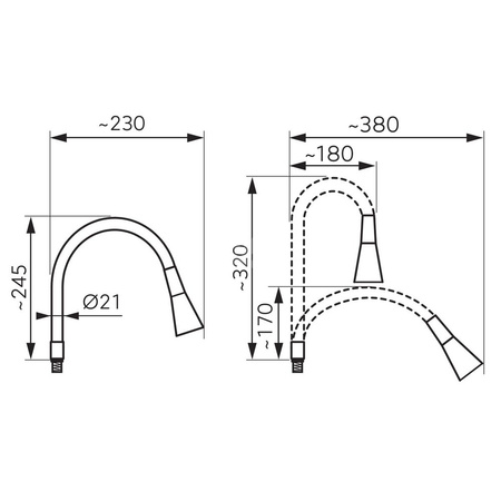 Wylewka do baterii zlewozmywakowej ELASTICO II, szara