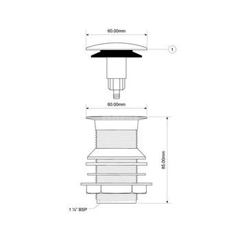 Korek autom. do umywalki bez przelewu 5/4" ant. brąz