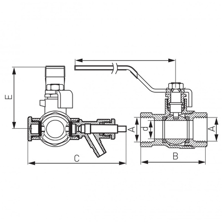 Zawór kulowy FERRO Z końcówką spustową, odpowietrznikiem ręcznym i korkiem 1'' GW, uchwyt: dźwignia
