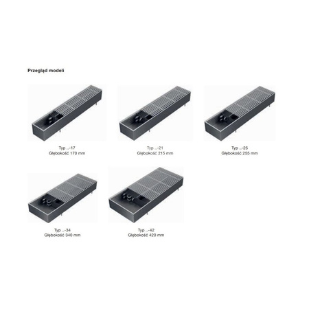 Grzejnik konwektorowy ZEHNDER Terraline, wym. 190 x 3500 mm, kolor aluminiowy naturalny, moc 1441 W