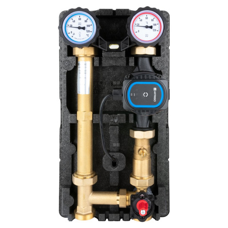 Grupa pompowa AFRISO PrimoTherm 180-2 DN 25 AP 3-WM Vario GZ x GW 1 1/2'' x 1'', z zaworem mieszającym, z izolacją, z pompą obiegową