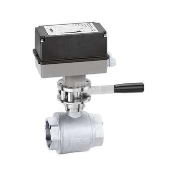 Dwudrożny zawór kulowy z napędem z ręcznym otwieraniem 2 1/2" 230V