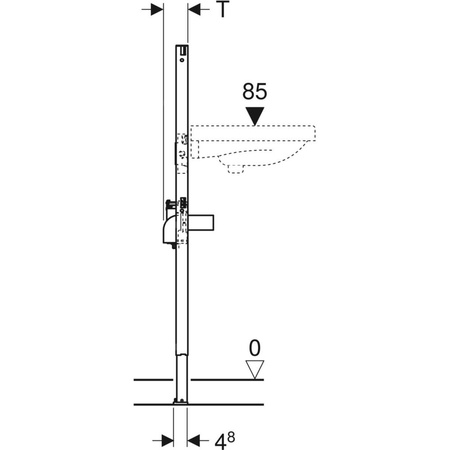 Stelaż podtynkowy do umywalki GEBERIT Duofix, 1120 x 500 x 75 mm, bateria: stojąca z podtynkową skrzynką funkcyjną, regulacja wysokośći