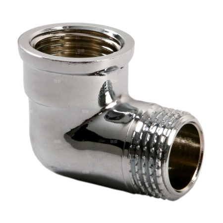 Kolano 90' FERRO, mosiądz (chrom), 3/8'' (GW x GZ)