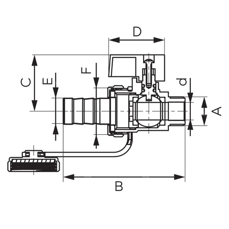 Zawór kulowy FERRO F-Comfort spustowy 1/2'' GZ, uchwyt: motylek