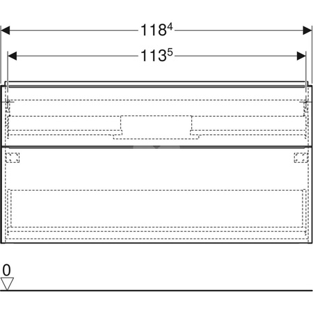 Szafka pod umywalkę iCon, z dwoma szufladami 118,4 cm x 61,5 cm x 47,6 cm, biały / lakierowany na wysoki połysk, biały / matowy