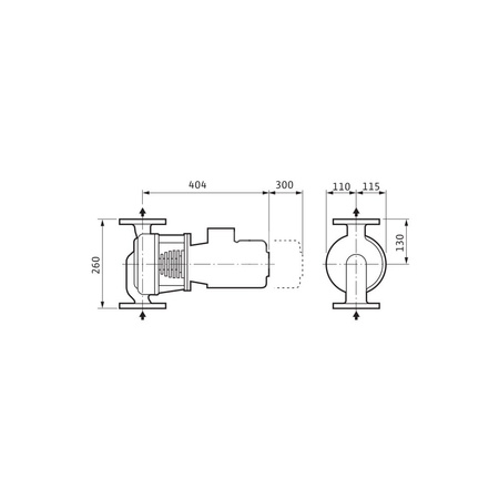 Pompa obiegowa WILO VeroLine-IPH 32/170-0,37/4 typu in-line z silnikiem znormalizowanym 50 Hz, moc silnika 0.37kW 1.12 A 1425 obr/min, wlot Kołnierz DN 32
