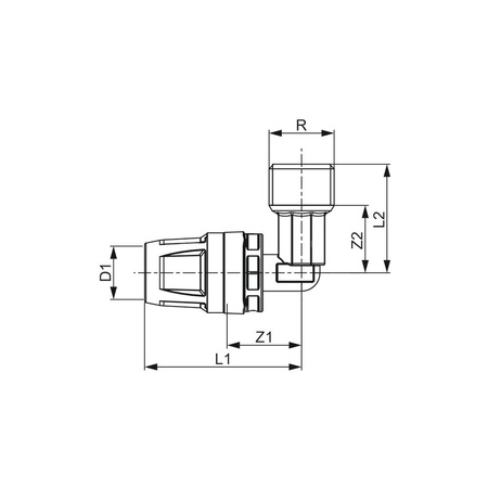 Nypel 90' TECE logo Dwuczęściowy, mosiądz, 16 mm x 1/2'' (pz x GZ)