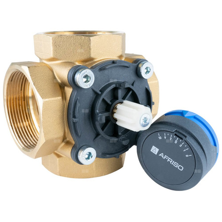Zawór obrotowy czterodrogowy AFRISO ARV 487 ProClick, mieszający, Siłownik elektryczny ARM 343 ProClick, DN 50