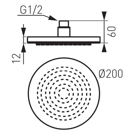 RONDO głowica talerzowa deszczowni okrągła 20 cm, chrom