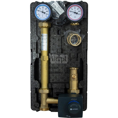 Grupa pompowa AFRISO PrimoTherm 180-2 DN25 3-WM-SM Vario GZ x GW 1 1/2'' x 1'', z zaworem mieszającym, z izolacją, z siłownikiem arm 343 proclick