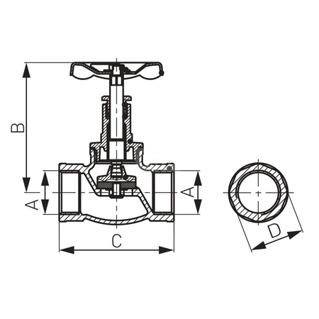 Zawór wodny FERRO Zaporowy prosty grzybkowy, żeliwo gw 1 1/2'' x gw 1 1/2''