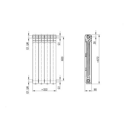Grzejnik aluminiowy G600F/4 czarny