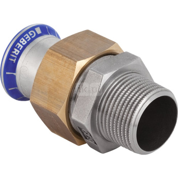 Śrubunek hydrauliczny GEBERIT Mapress Edelstahl FKM przejściowy stal nierdzewna gz 1/2'' 22 mm z pierścieniem zacinającym