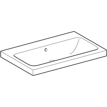 Umywalka GEBERIT iCon Light prostokątna, biała, 750mm, bez otworu na baterię, z odpływem przelewowym, półka od ściany