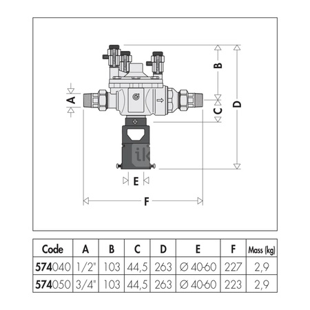 Izolator przepływów zwrotnych ze strefą obniżonego ciśnienia z możliwością nadzoru. 3/4" - Typu BA