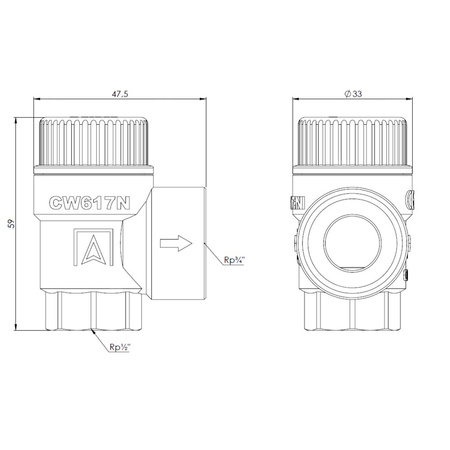 Zawór przelewowy AFRISO MSS mosiądz 6 bar GW 1/2'' x 3/4''