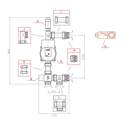 Grupa pompowa RUMET WE40 VTA322 Kvs 1,6