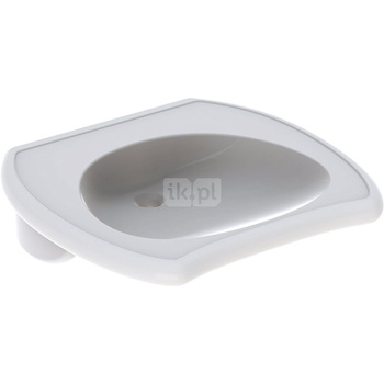 Umywalka GEBERIT Vitalis prostokątna, biała, 650mm, bez otworu na baterię, bez odpływu przelewowego, półka od ściany, odpowiednia dla osób niepełnosprawnych