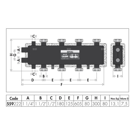 SEPCOLL 2+2 Rozdzielacz ze sprzęgłem hydraulicznym do instalacji grzewczych, 125 mm