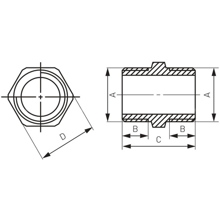 Nypel FERRO, mosiądz (chrom), 3/4'' (GZ)