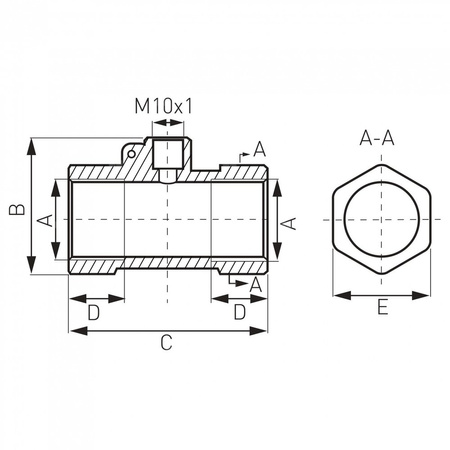 Trójnik FERRO mosiądz 3/4'' x 1/4'' x 3/4'' GW