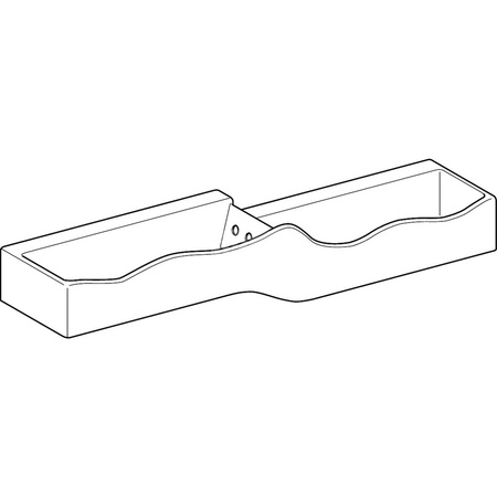 Umywalka GEBERIT Bambini podwójna 4-stanowiskowa prostokątna (rynna, bez elementów dekoracyjnych), biała, 1800mm, bez otworu na baterię, bez odpływu przelewowego, półka od ściany