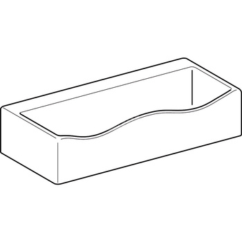 Umywalka GEBERIT Bambini 2-stanowiskowa prostokątna, biała, 900mm, bez otworu na baterię, ściana, bez odpływu przelewowego, półka od ściany